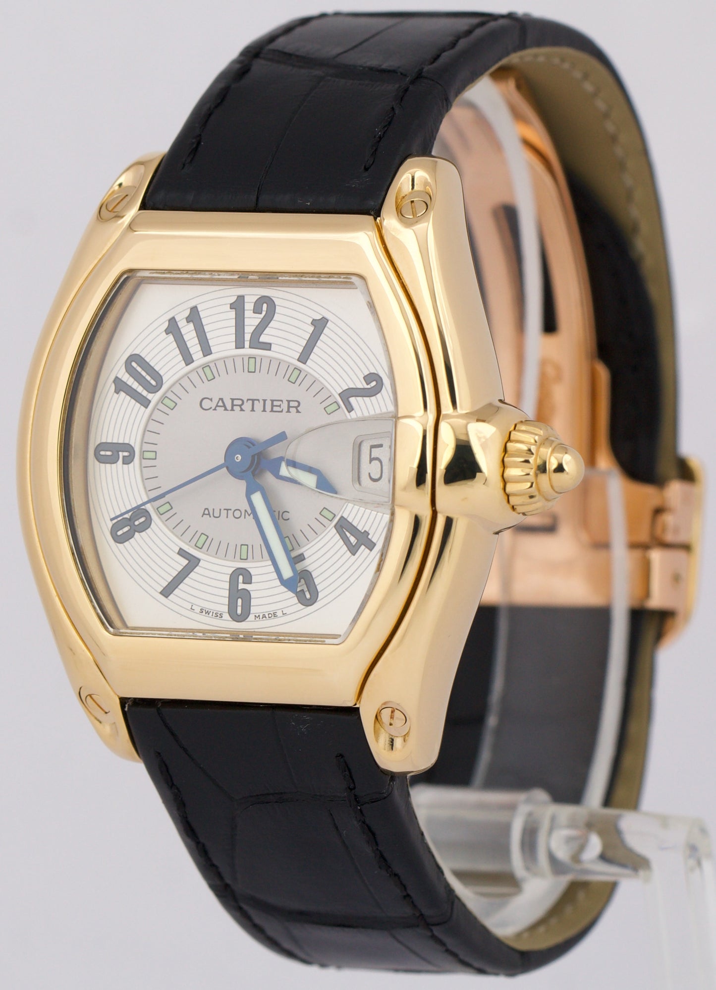 MINT Cartier Roadster 37mm 18K Yellow Gold Leather Automatic 2524 W62005V2 Watch