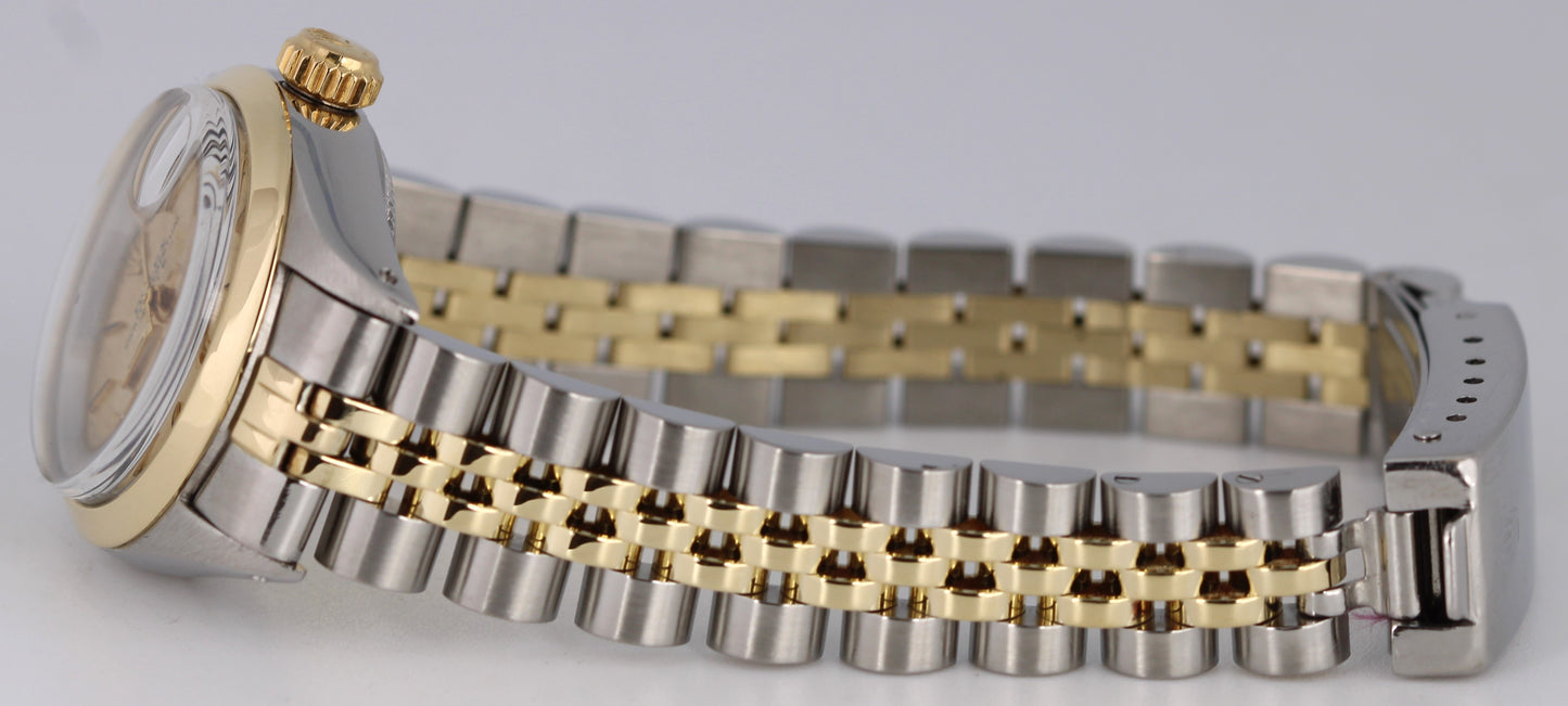 VINTAGE Rolex Date Two-Tone 18k Gold Steel Champagne Linen 26mm 6916 Watch