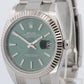 2024 PAPERS Rolex DateJust 41mm MINT GREEN 18K Steel Fluted OYSTER 126334 BOX