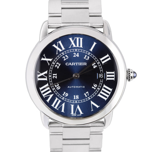 Cartier Ronde Solo XL Stainless Steel Blue Roman Automatic 42mm 3802 Watch
