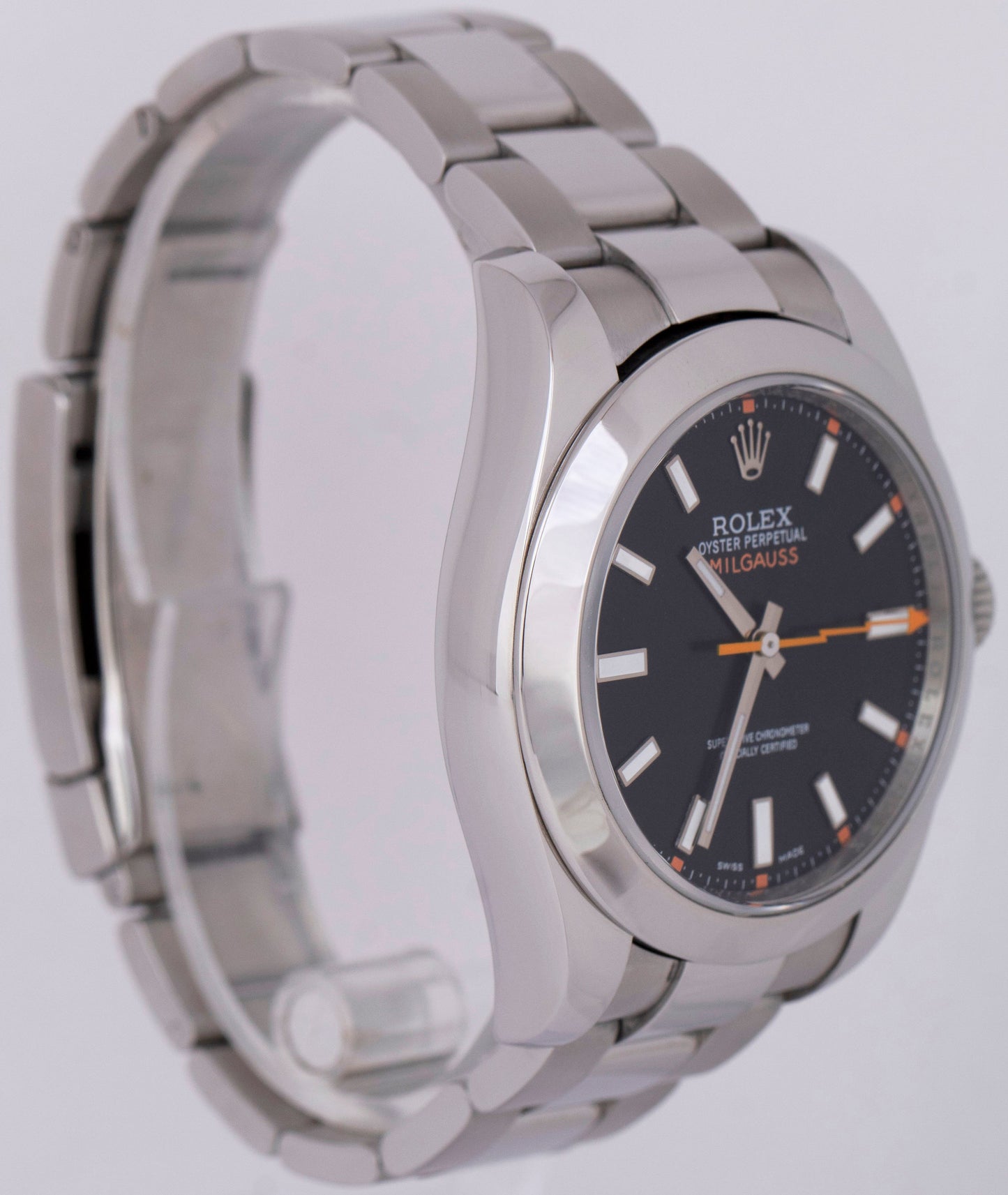 MINT Rolex Milgauss Black Orange Stainless Steel 40mm Automatic Watch 116400