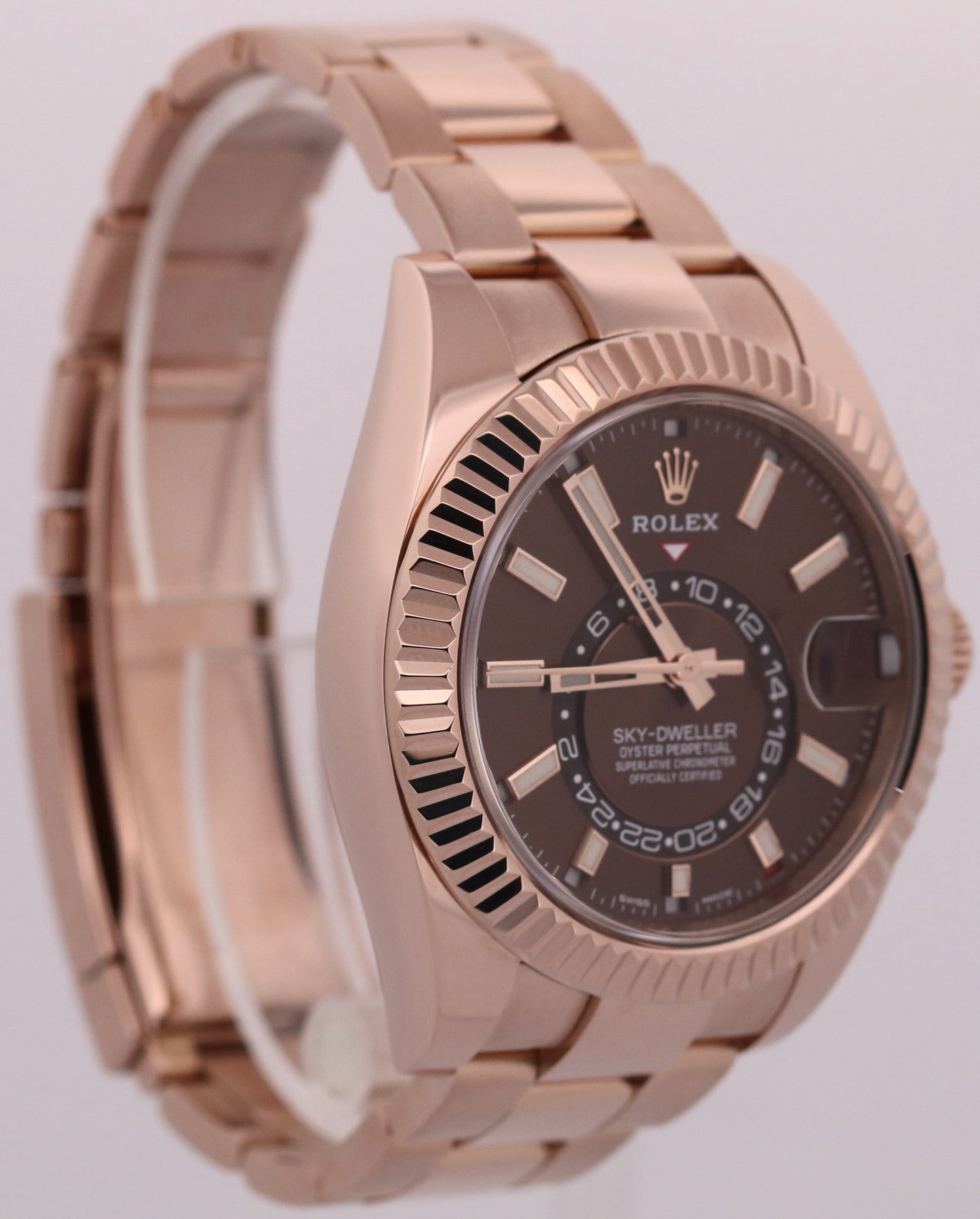 2022 PAPERS Rolex Sky-Dweller 18K Rose Gold CHOCOLATE Brown 42mm 326935 BOX