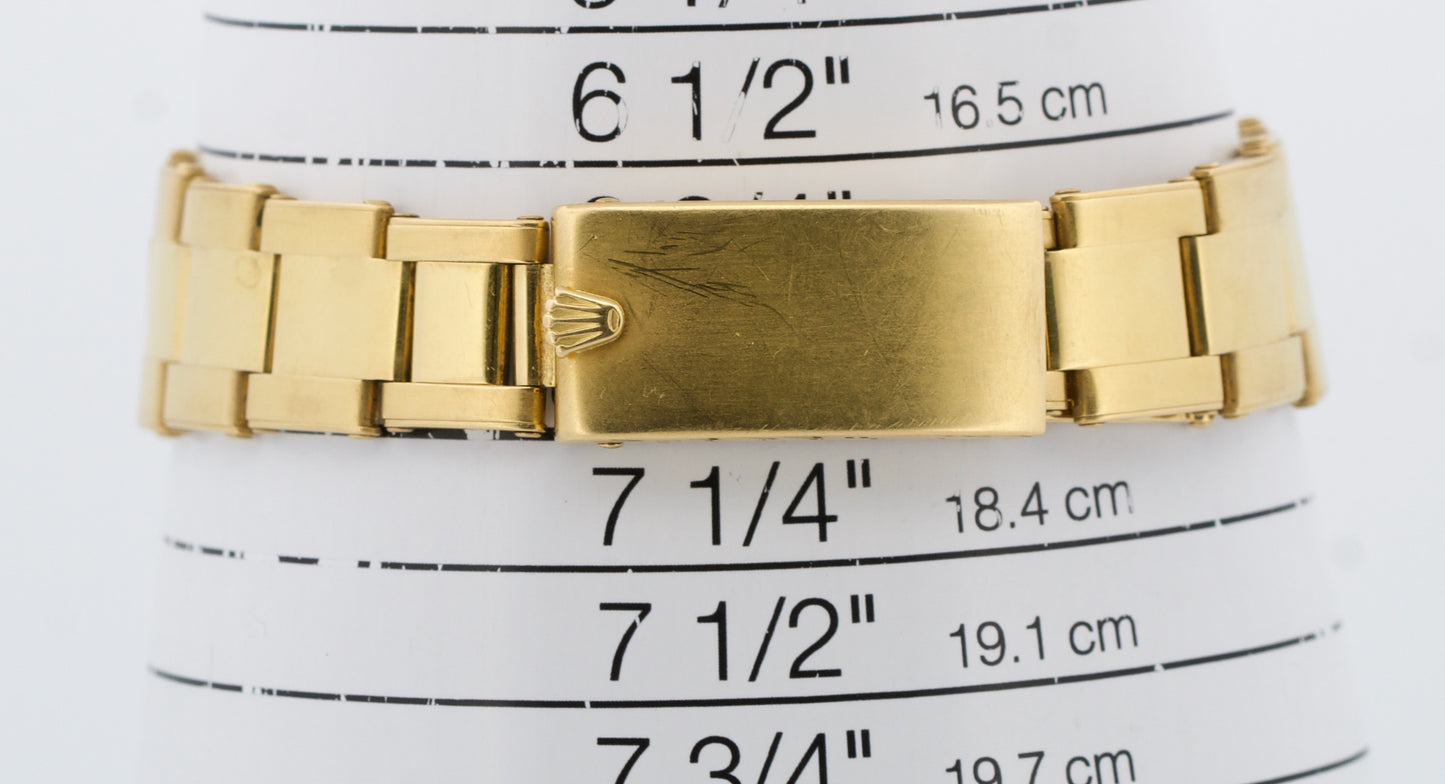 1981 Rolex Oyster Perpetual 34mm WHITE 18K Yellow Gold Fluted Oyster Watch 1005