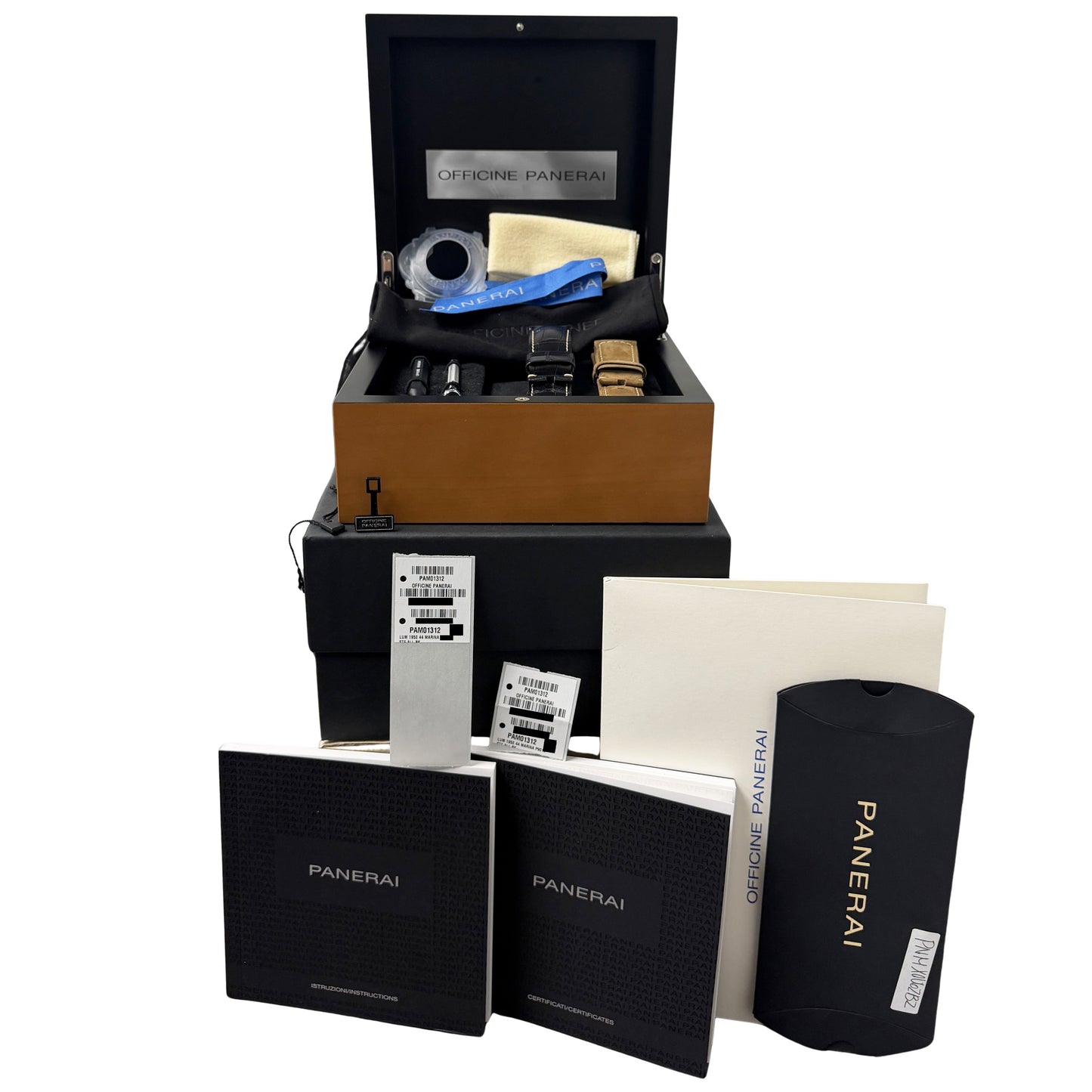 Panerai Luminor Marina 1950 PAPERS Steel Black 44mm PAM01312 Rubber Watch BOX