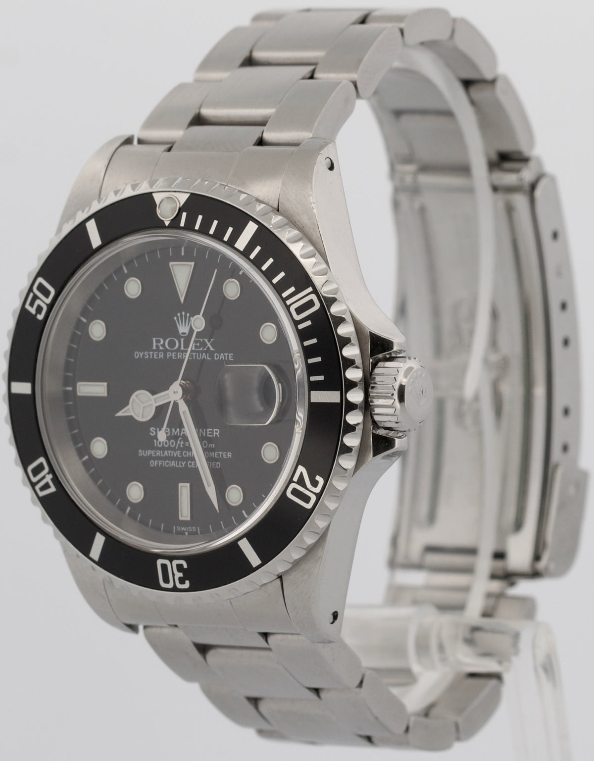 1999 Rolex Submariner Date 16610 Black Swiss Only Steel 40mm Watch Box Papers