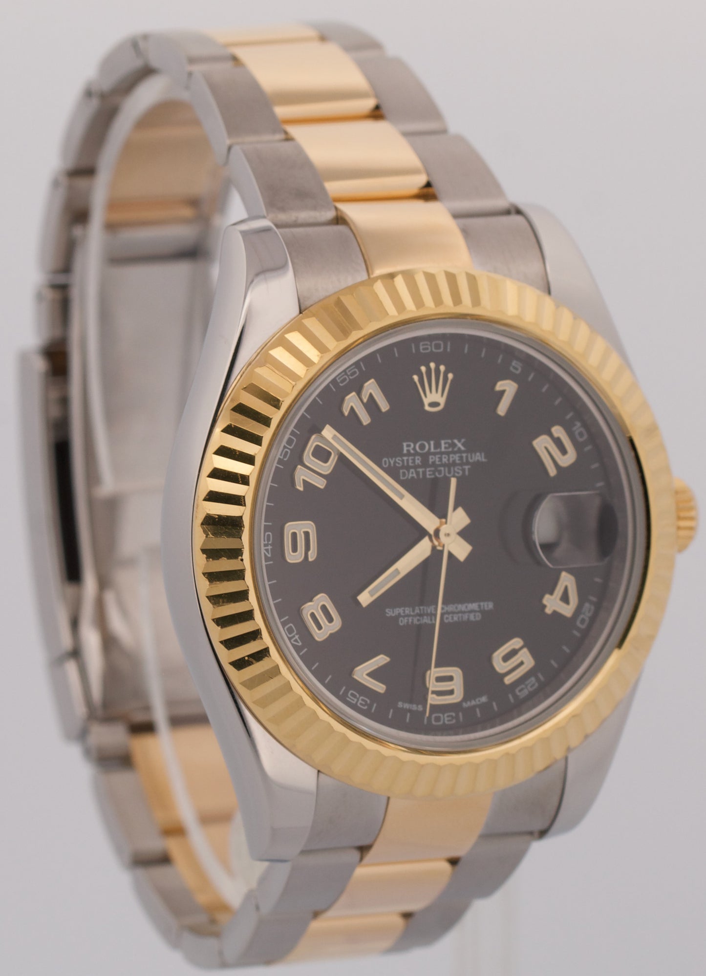 PAPERS Rolex Datejust II BLACK ARABIC 18K Gold Steel OYSTER 41mm 116333 BOX