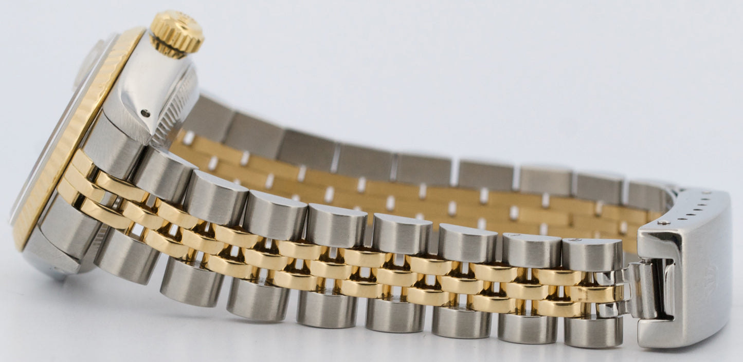PAPERS Rolex DateJust 26mm CHAMPAGNE Two-Tone Fluted 18K JUBILEE Steel 69163 BOX