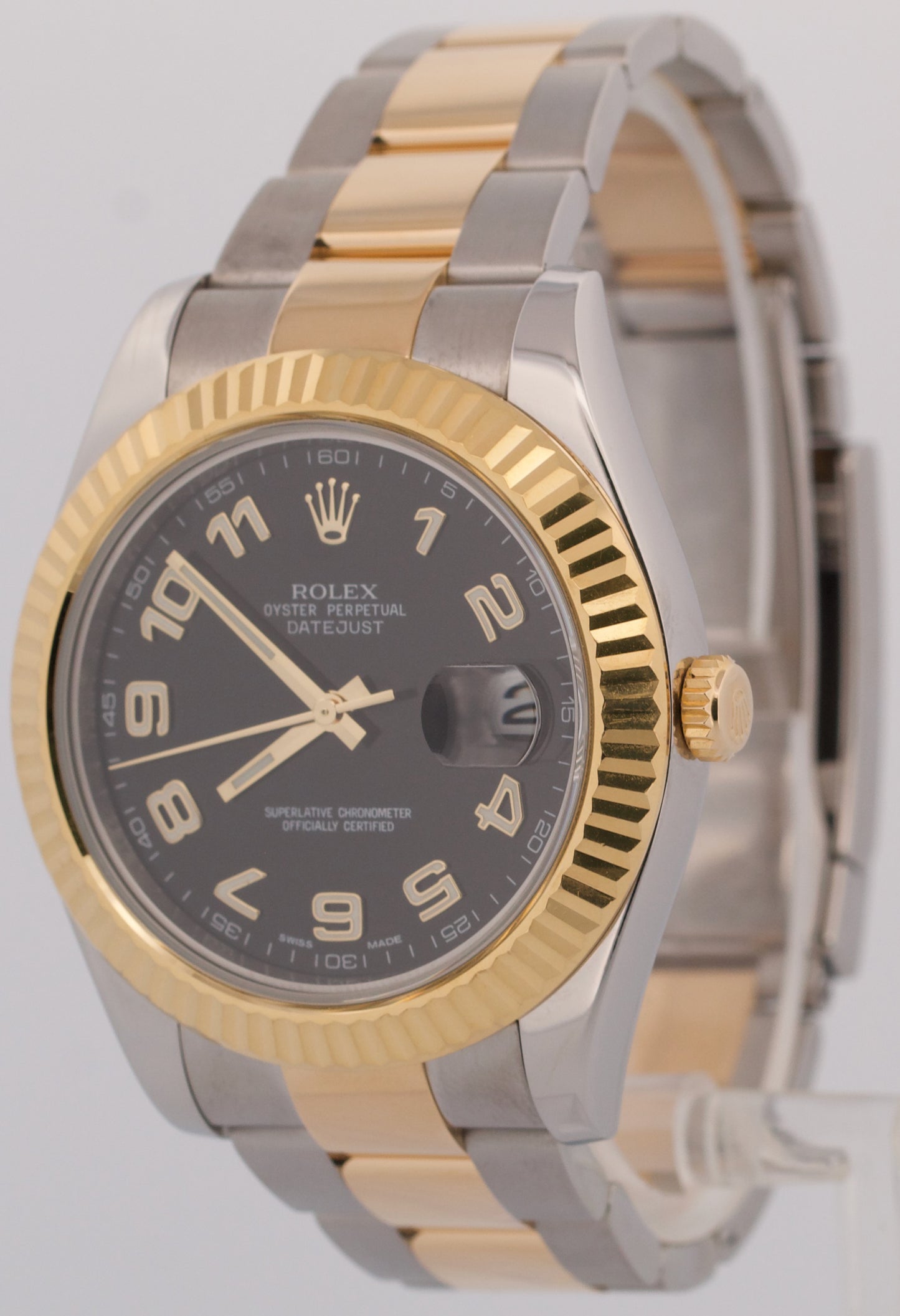 PAPERS Rolex Datejust II BLACK ARABIC 18K Gold Steel OYSTER 41mm 116333 BOX