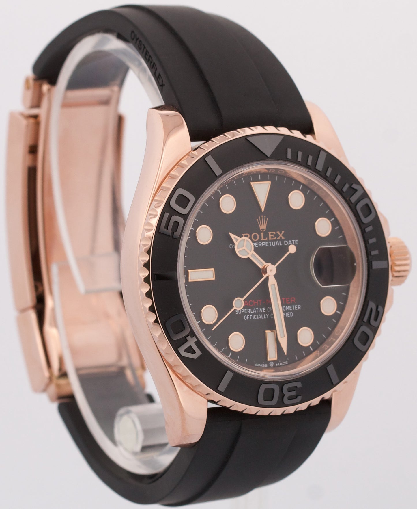Rolex Yacht-Master 40mm 18K Everose Gold BLACK Oysterflex Rubber 126655 BOX