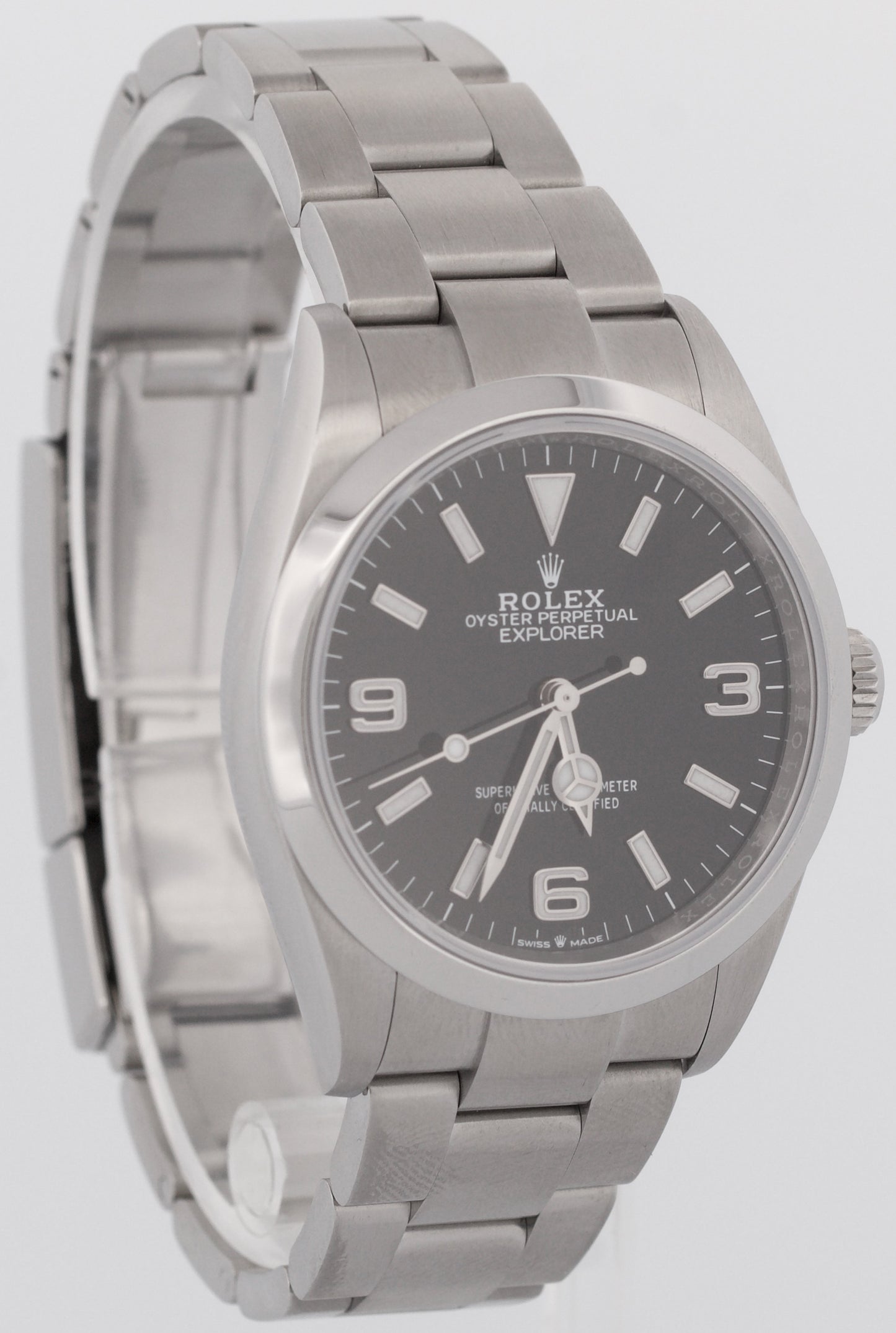 2023 PAPERS Rolex Explorer I BLACK 36mm Stainless Steel 3-6-9 Watch 124270 BOX