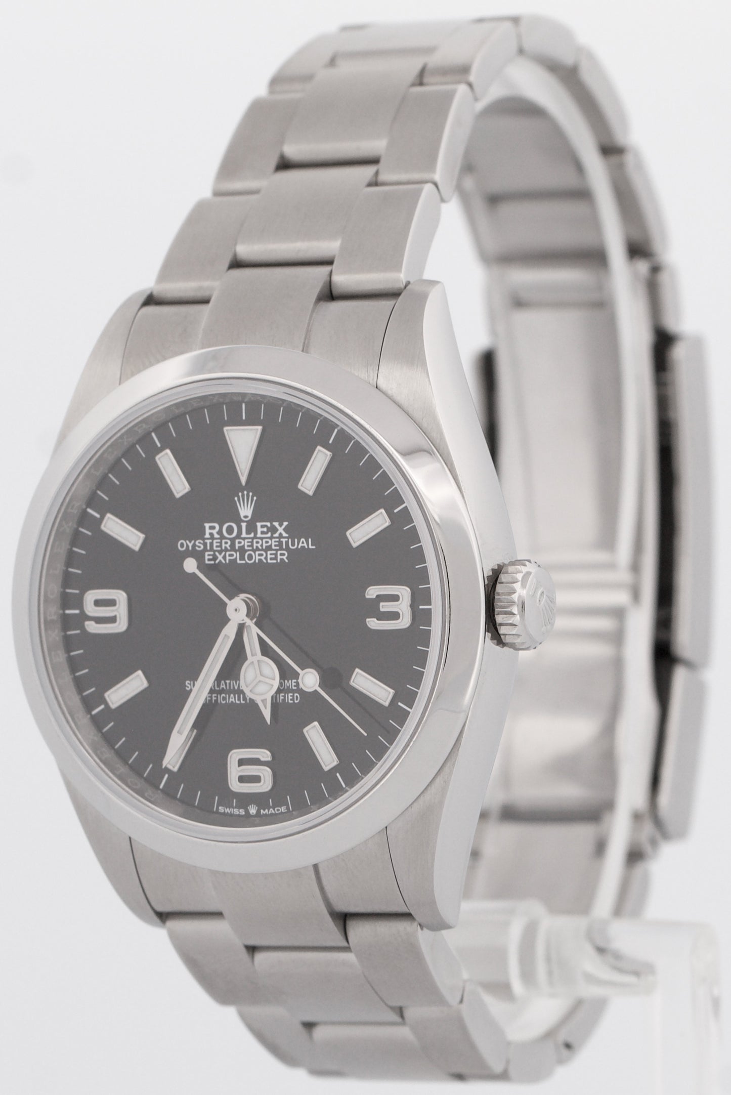 2023 PAPERS Rolex Explorer I BLACK 36mm Stainless Steel 3-6-9 Watch 124270 BOX