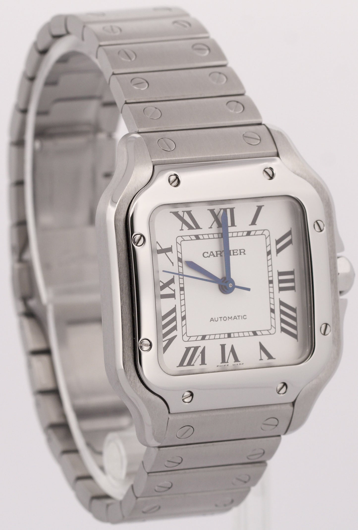 2022 PAPERS Cartier Santos Mid-Size 35mm Stainless Steel White WSSA0029 4075 BOX