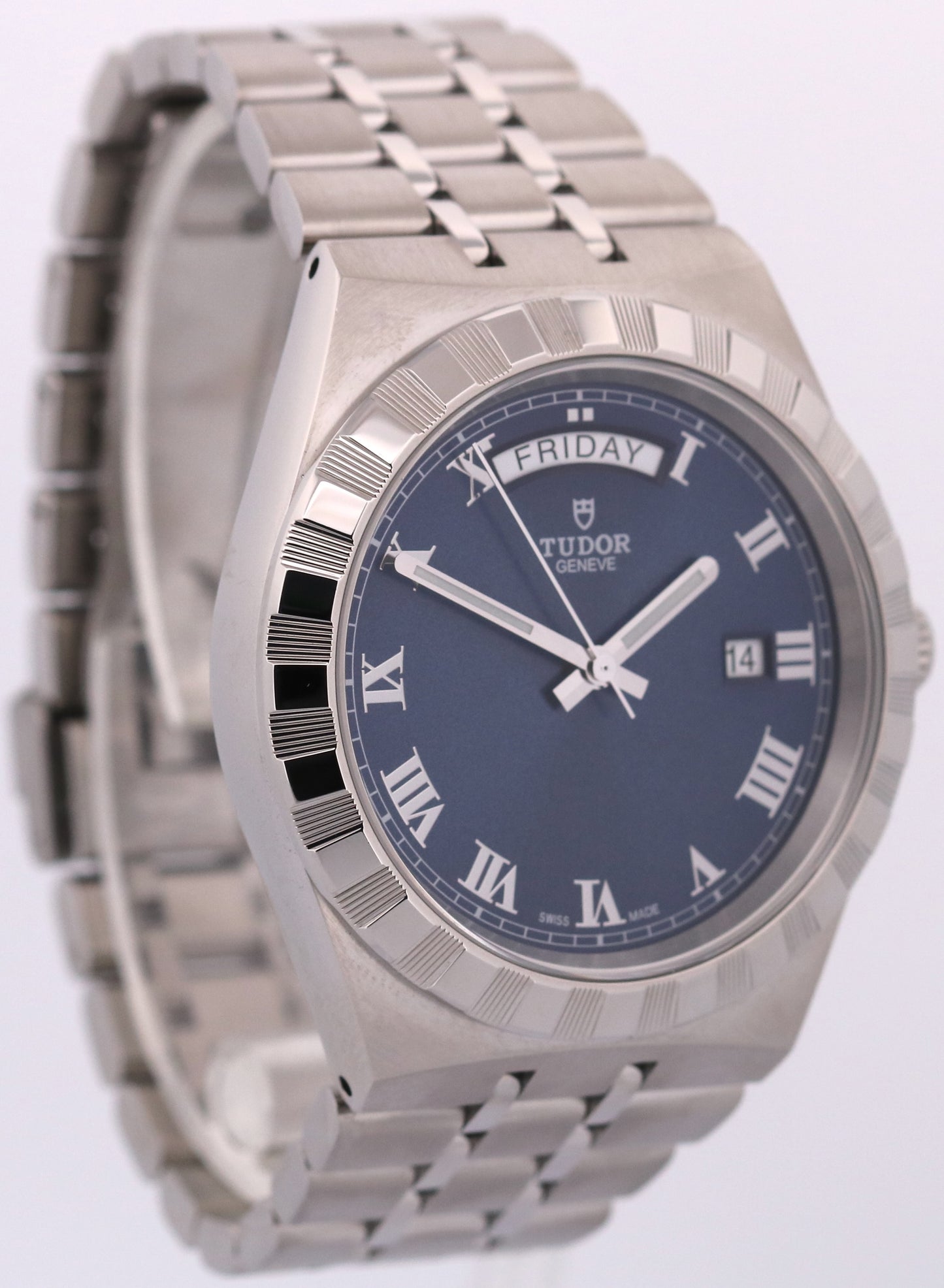 Tudor Royal 41mm BLUE ROMAN Stainless Steel Day-Date 28600 Automatic Watch BOX