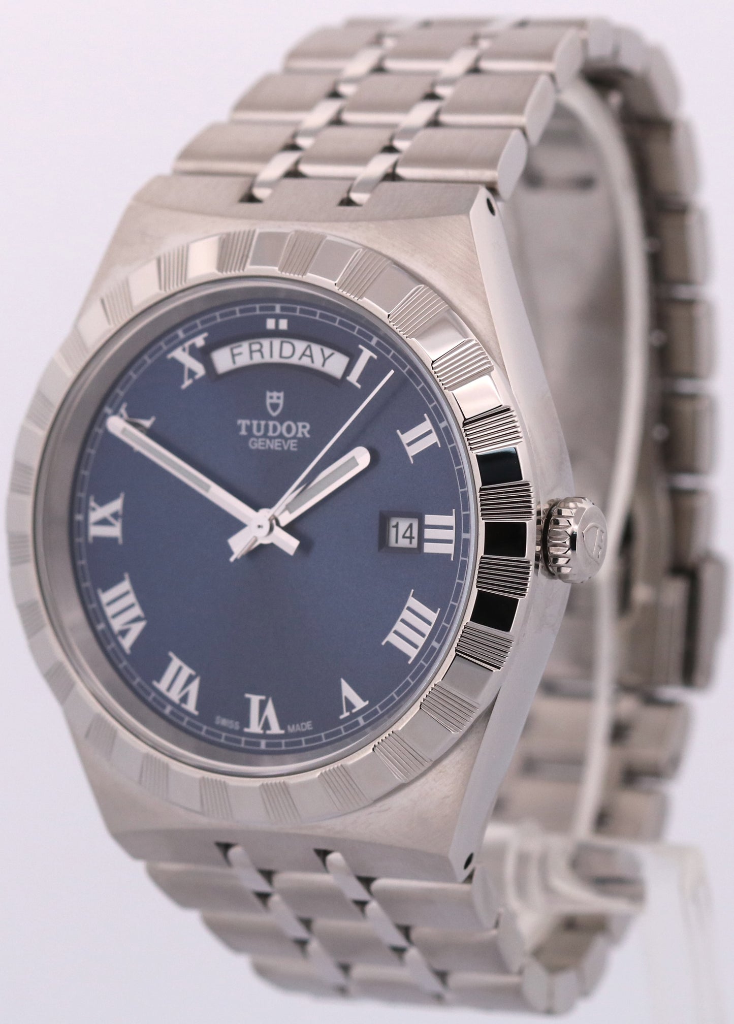 Tudor Royal 41mm BLUE ROMAN Stainless Steel Day-Date 28600 Automatic Watch BOX
