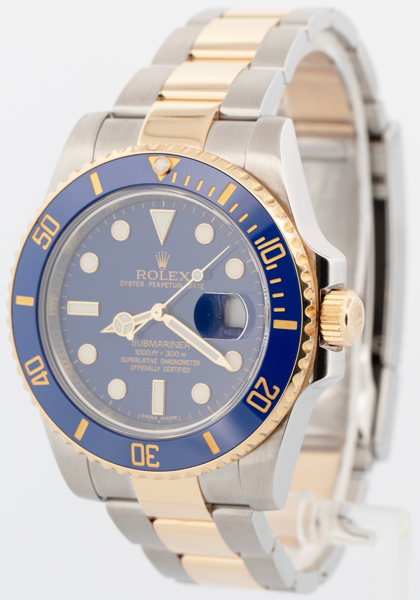 PAPERS Rolex Submariner Date Gold FLAT BLUE Ceramic 40mm 116613 LB Watch BOX