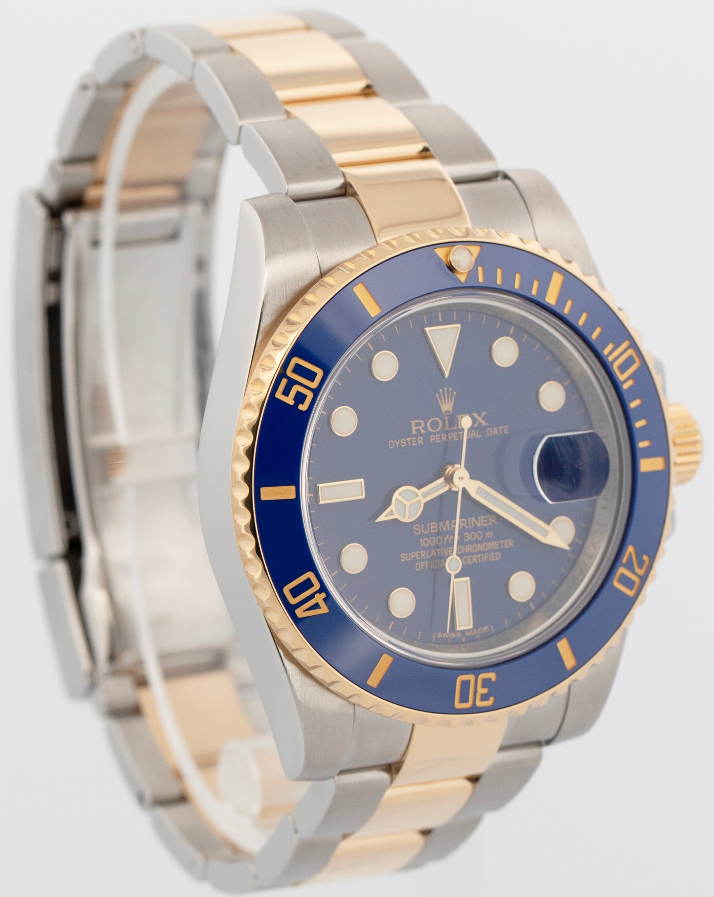 PAPERS Rolex Submariner Date Gold FLAT BLUE Ceramic 40mm 116613 LB Watch BOX