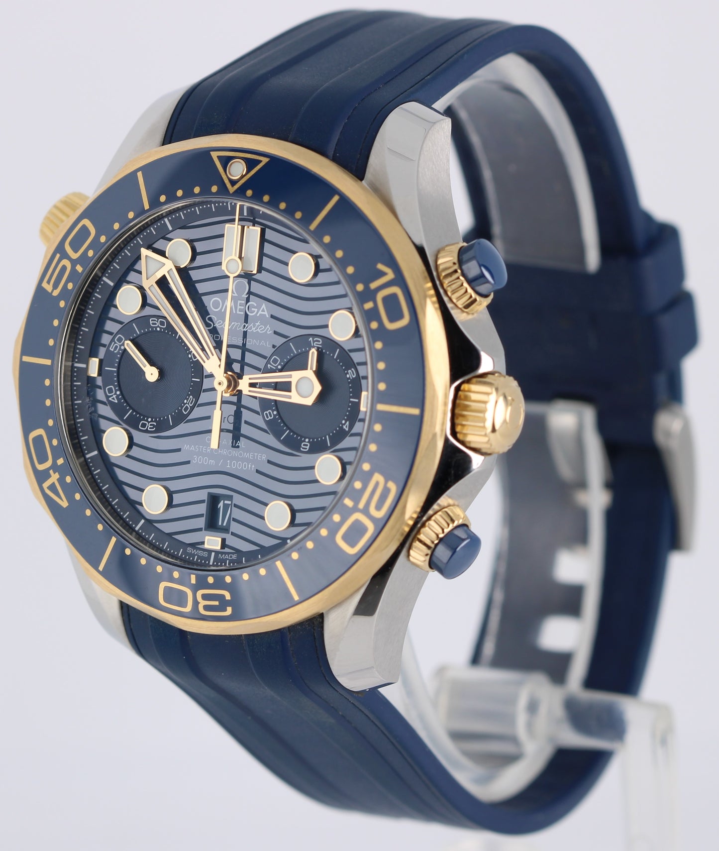 2021 PAPERS Omega Seamaster Two-Tone 18k Blue 44mm 210.22.44.51.03.001 Watch BOX