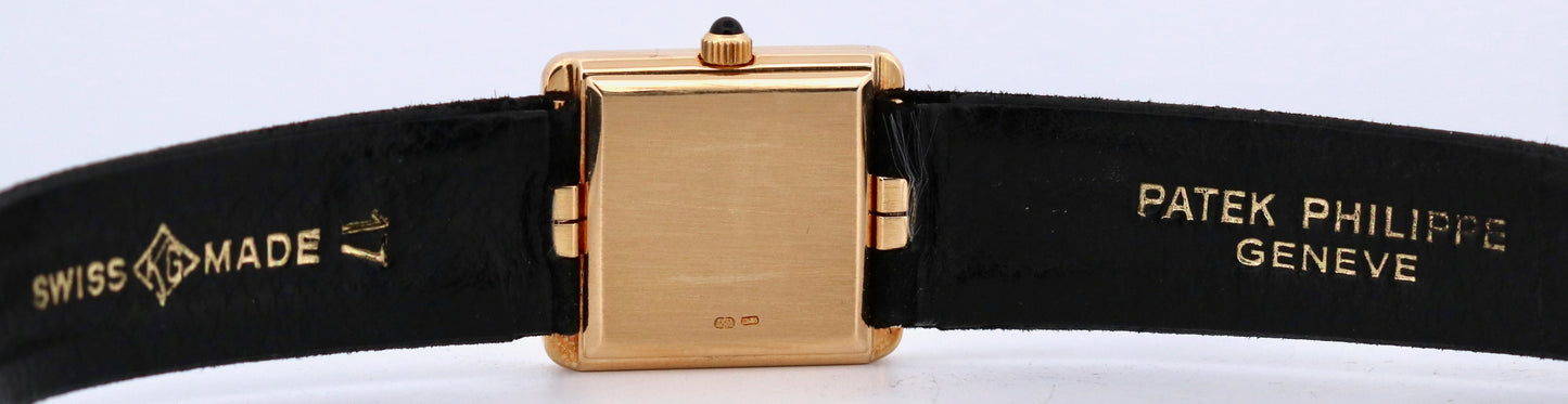 Ladies Patek Philippe BLACK ONYX DIAMOND 22mm Manual 18K Yellow Gold Watch 4311