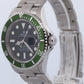 Rolex Submariner 16610 LV Kermit Green No-Holes Rehaut Steel Oyster 40mm Watch