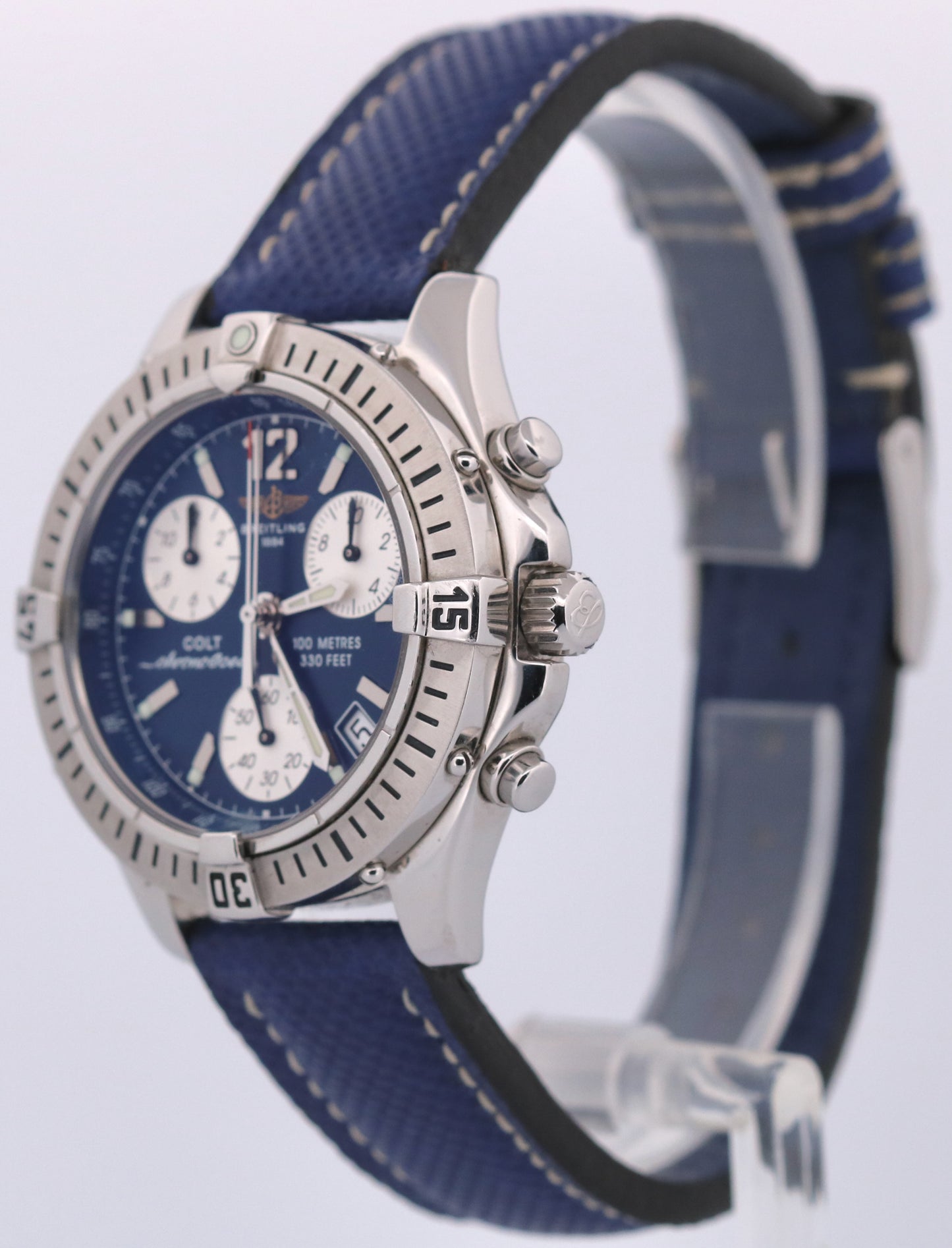 Breitling Colt ChronoOcean BLUE Stainless Steel Quartz Leather 38mm A53350 Watch