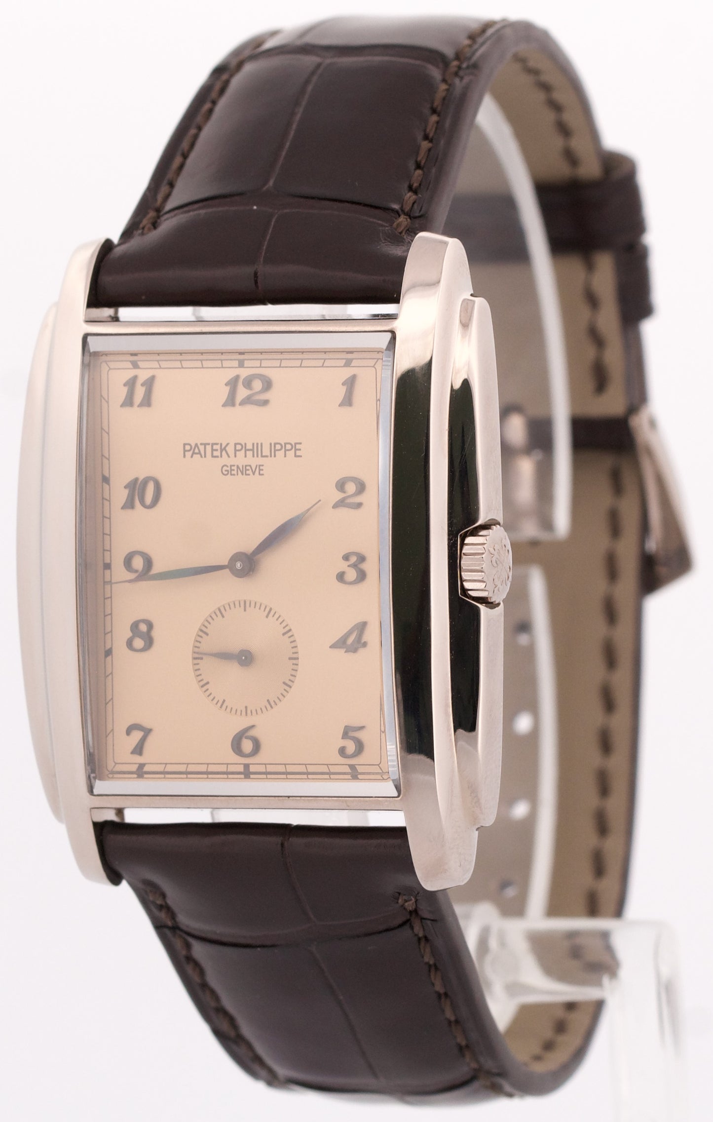 Patek Philippe Gondolo 18k White Gold SALMON Rose Arabic 30mmX43mm Leather 5124G