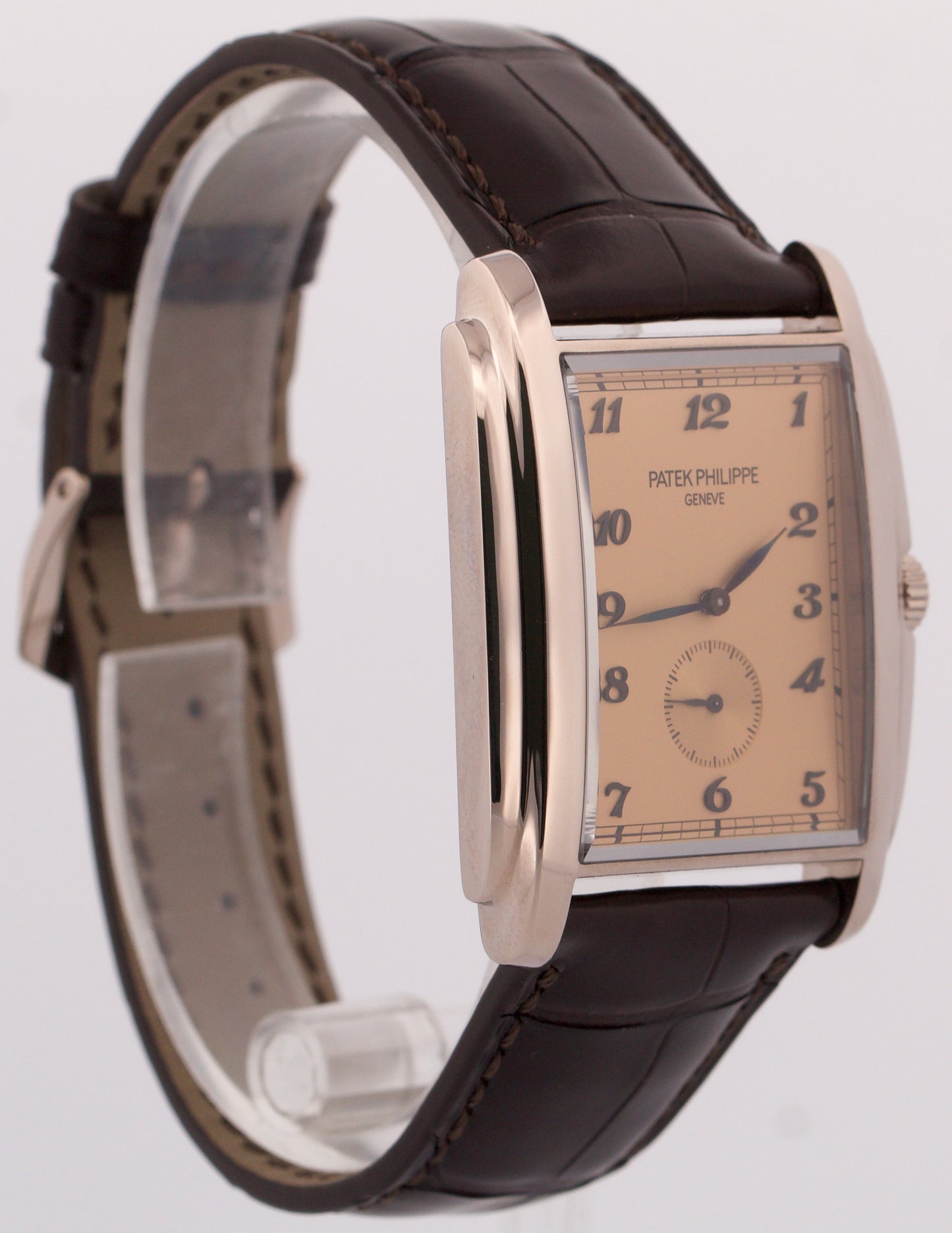 Patek Philippe Gondolo 18k White Gold SALMON Rose Arabic 30mmX43mm Leather 5124G