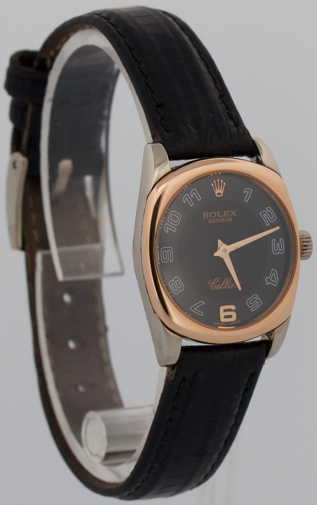 Ladies Rolex Cellini Danaos 26mm Black 18K Gold Quartz 6229/9BIC Watch BOX