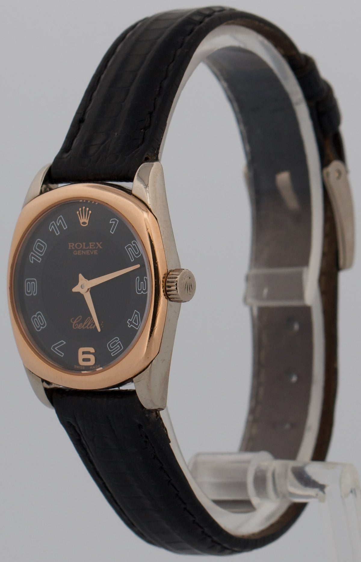 Ladies Rolex Cellini Danaos 26mm Black 18K Gold Quartz 6229/9BIC Watch BOX
