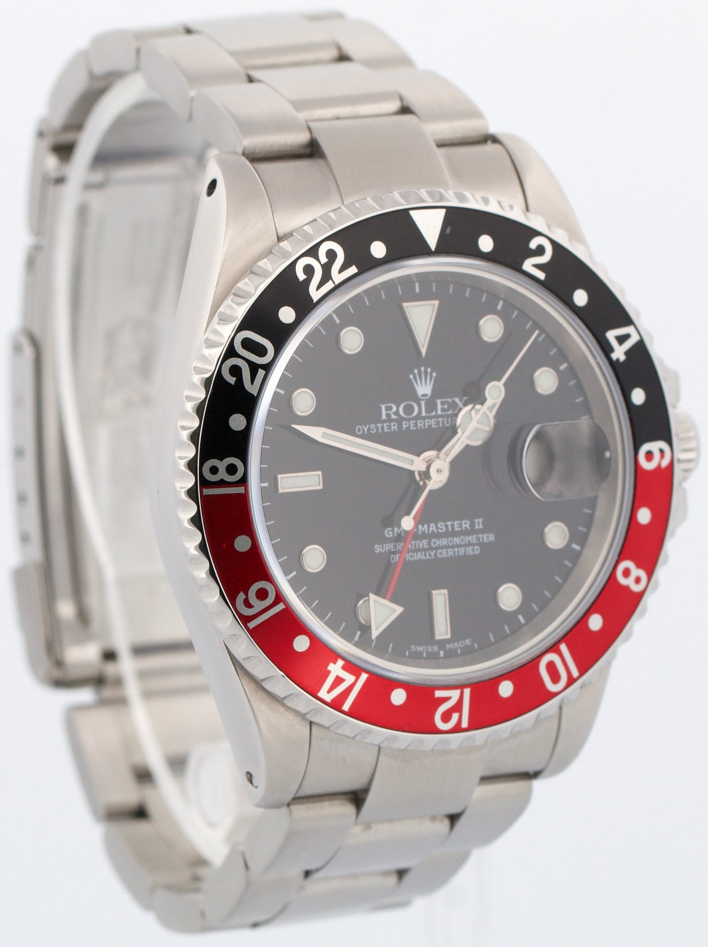 Rolex GMT-Master II 40mm COKE Red Black Stainless Steel OYSTER Date 16710 Watch
