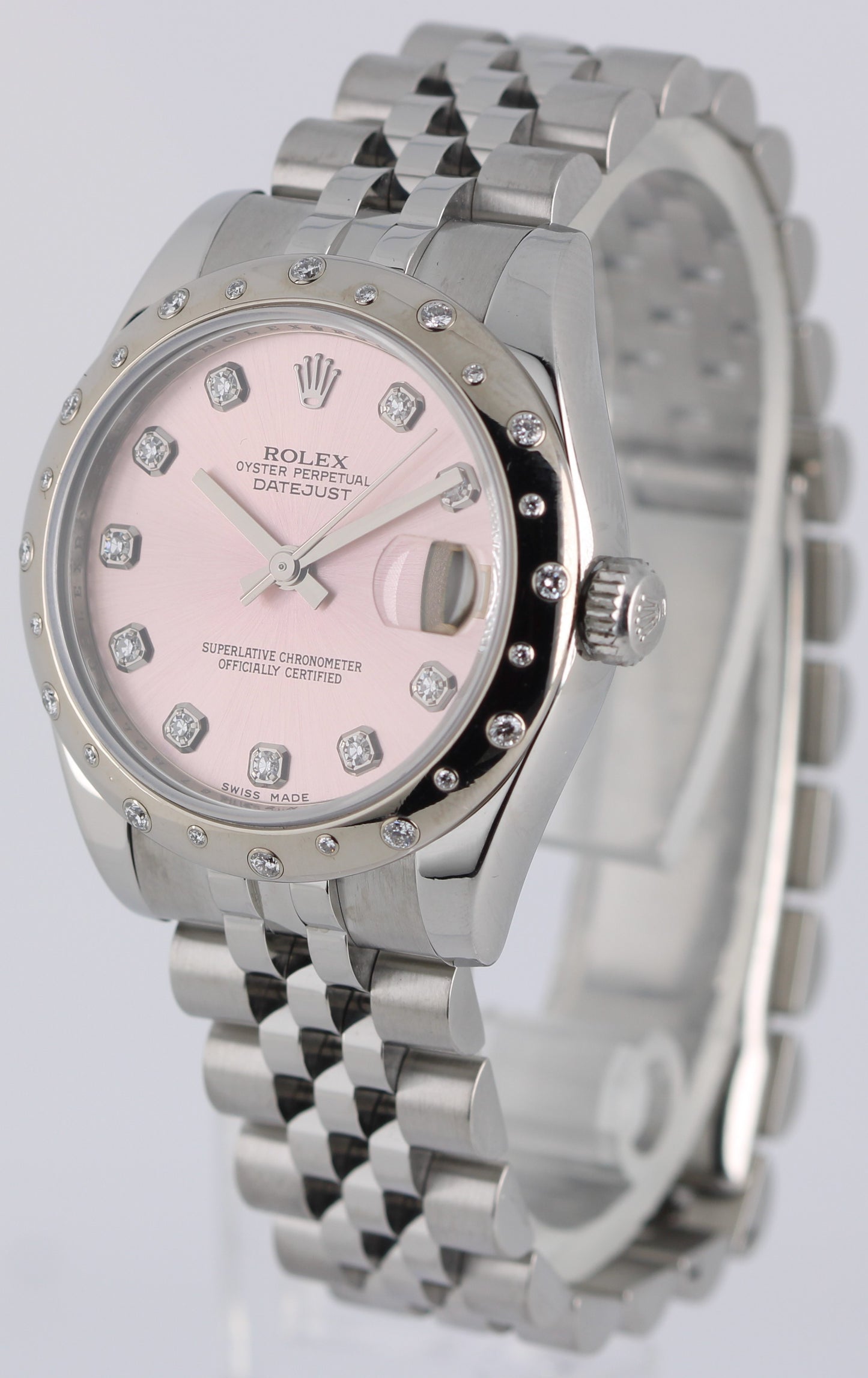 Rolex DateJust 31 Stainless Steel DIAMOND Pink 31mm Jubilee 178344 Watch