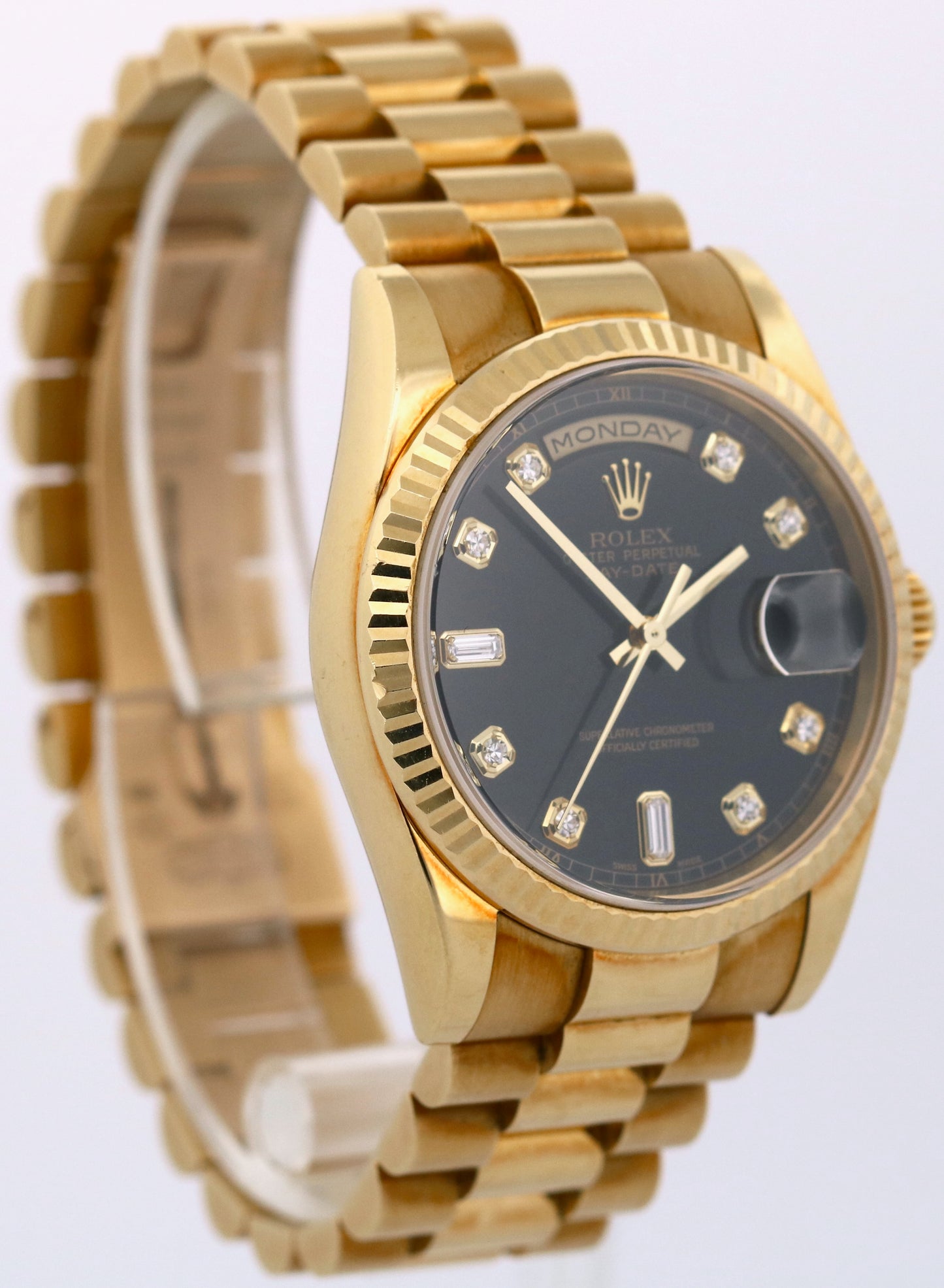 UNPOLISHED PAPERS Rolex Day-Date President BLACK DIAMOND 36mm 18K 118238 BOX
