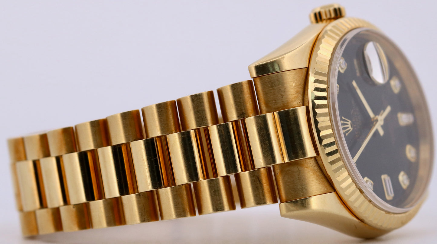 UNPOLISHED PAPERS Rolex Day-Date President BLACK DIAMOND 36mm 18K 118238 BOX