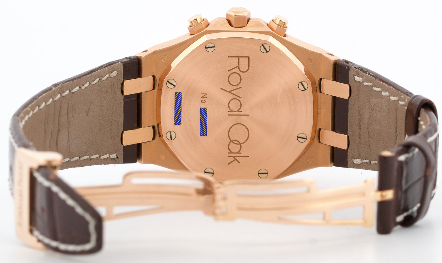 Audemars Piguet Royal Oak Chronograph WHITE 18k Rose Gold Leather 39mm 26022OR