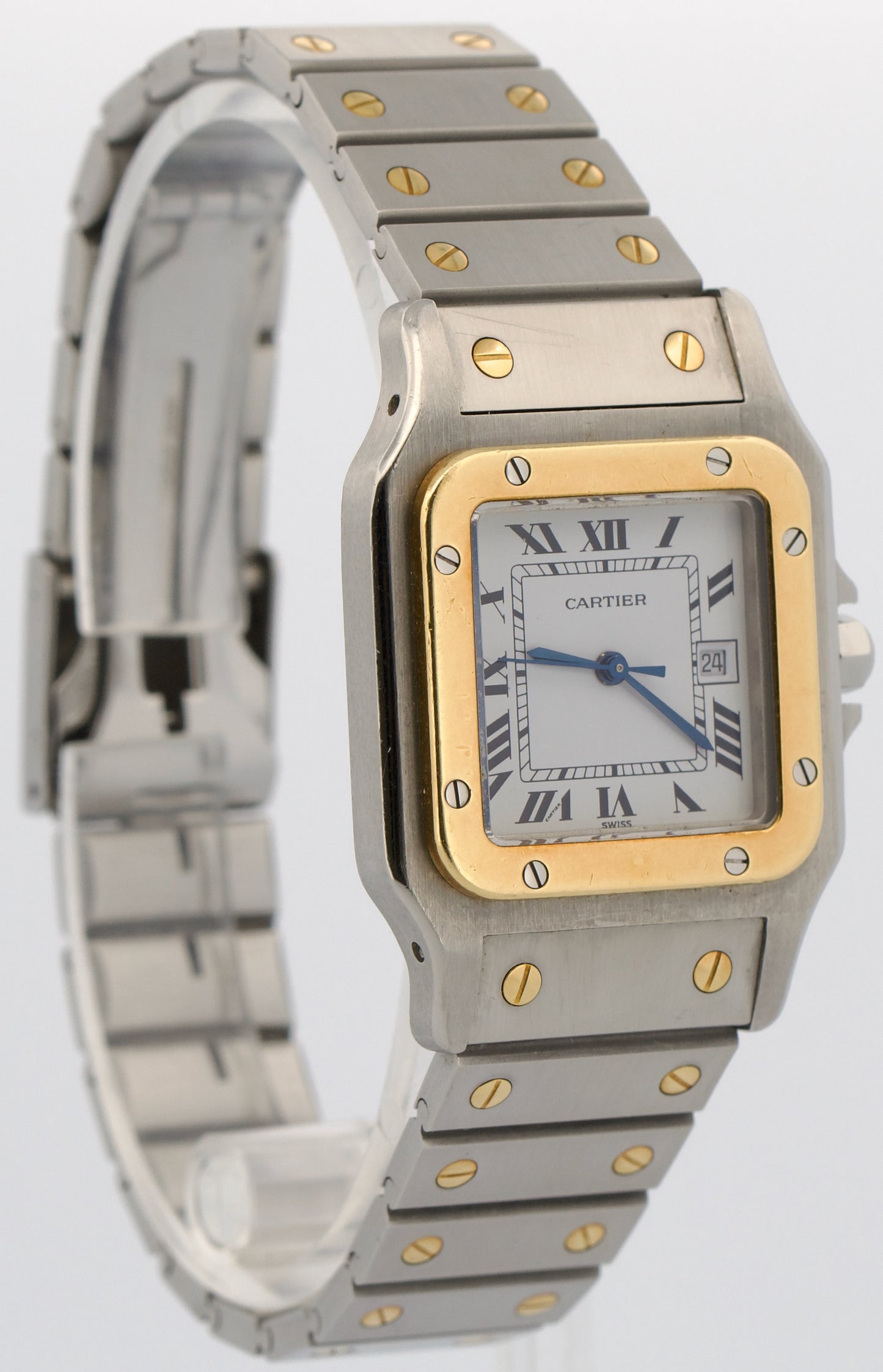 Cartier Santos Two-Tone 18k Gold Stainless Steel WHITE Roman Automatic 29mm 2961
