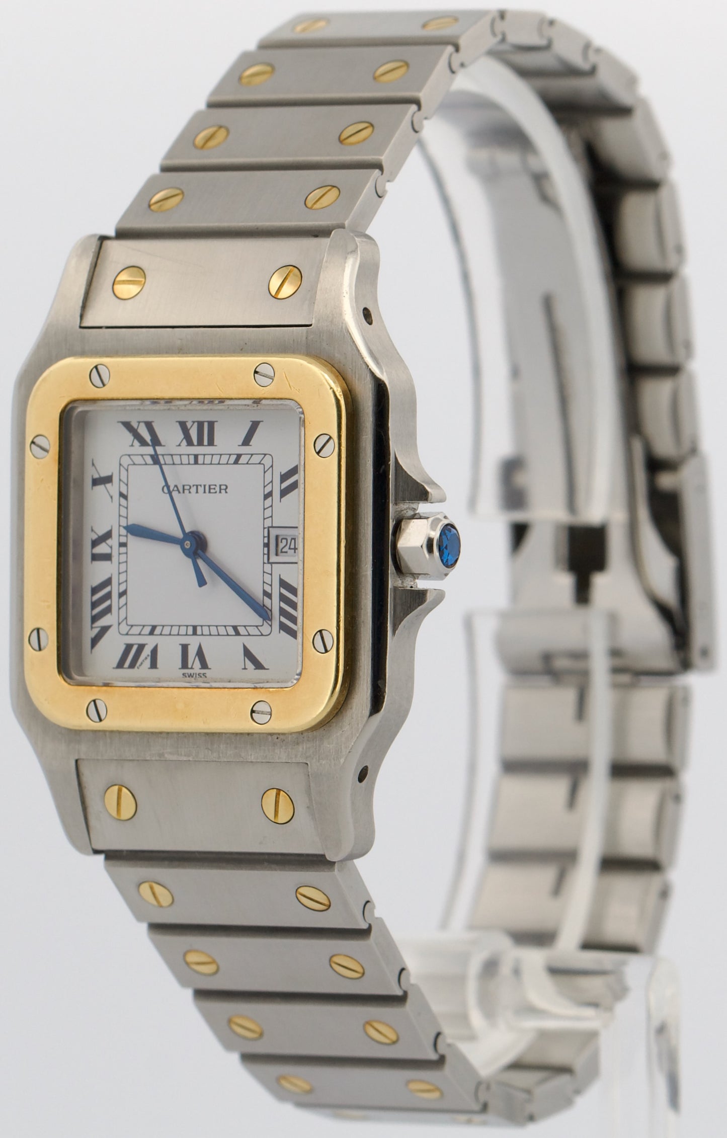 Cartier Santos Two-Tone 18k Gold Stainless Steel WHITE Roman Automatic 29mm 2961