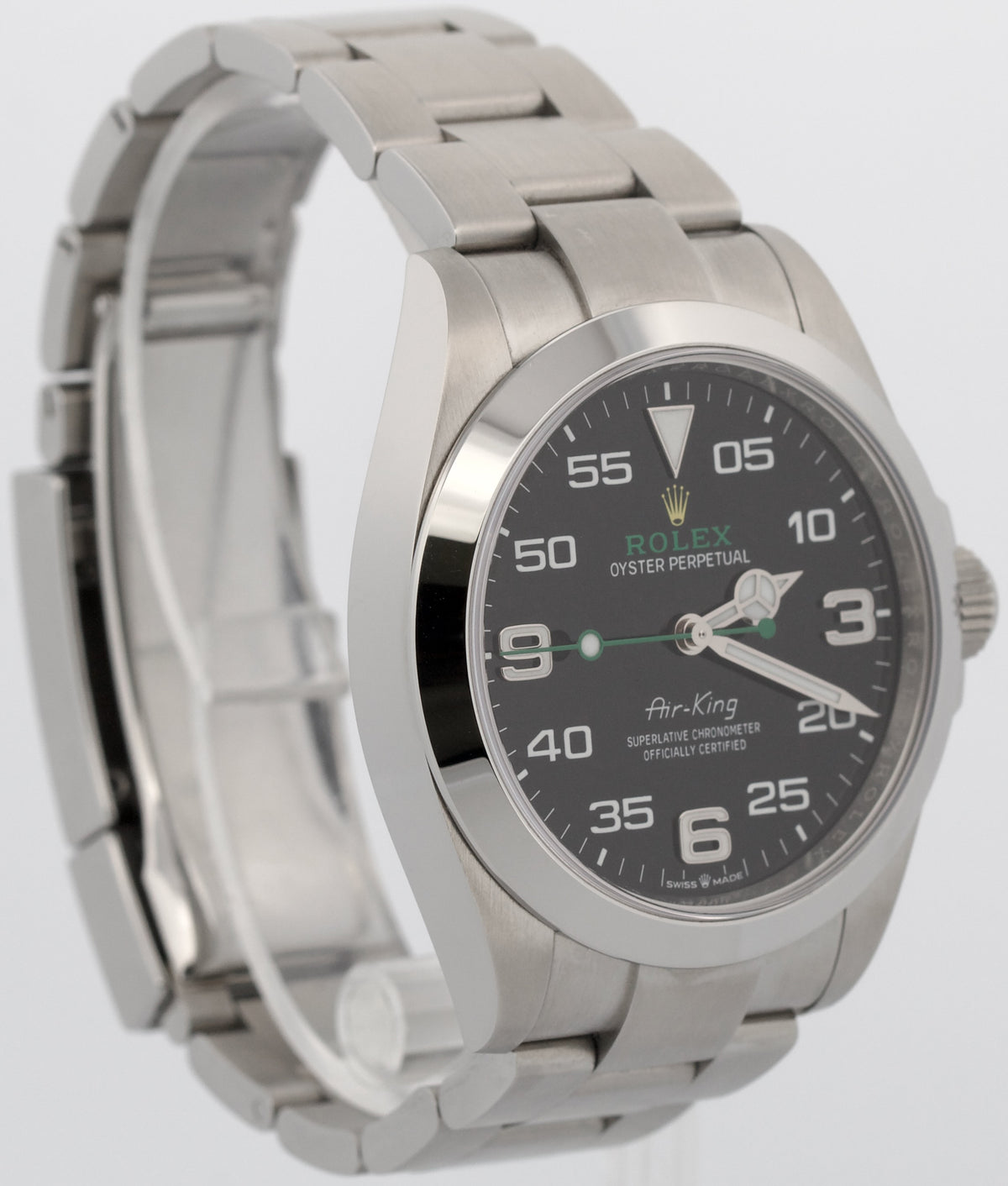Unpolished 2024 Rolex Air-King 126900 Black Stainless Steel 40mm Box Papers