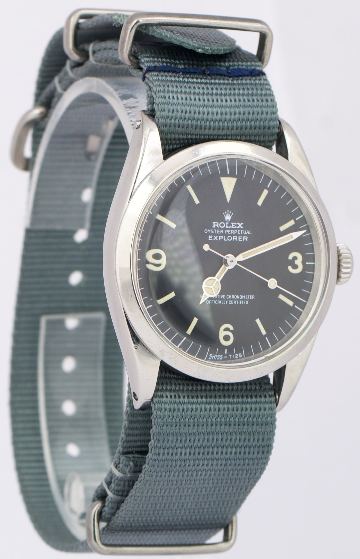 VINTAGE 1972 Rolex Explorer FROG DIAL Steel Matte Black Patina MK1 36mm 1016