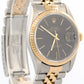 Rolex DateJust 36mm BLACK TAPESTRY 18K Yellow Gold Steel JUBILEE 16233 Watch