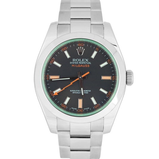 Rolex Milgauss Green Anniversary BLACK Stainless Steel 40mm Oyster 116400GV