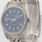 1990 PAPERS Rolex DateJust BLUE 36mm Stainless Engine-Turned JUBILEE 16220 BOX