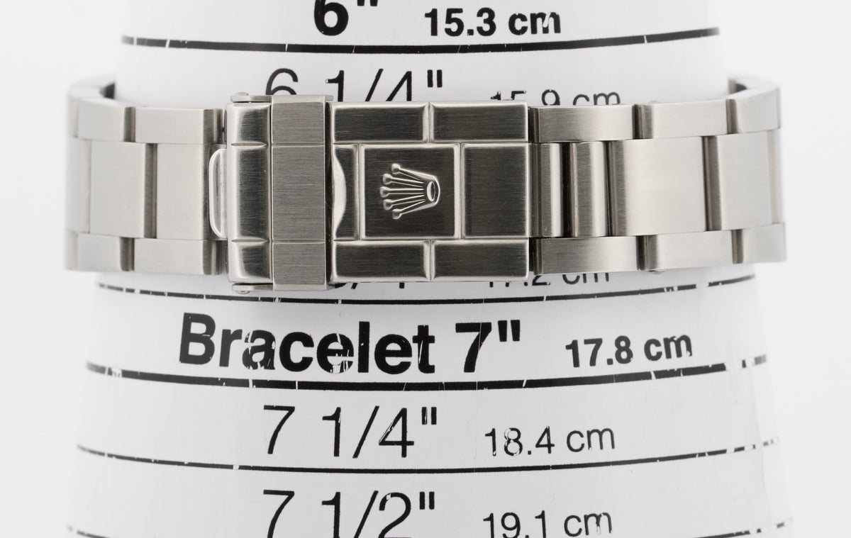 Unpolished 2002 Rolex Explorer 114270 Black 36mm 3-6-9 Oyster Steel Box Papers