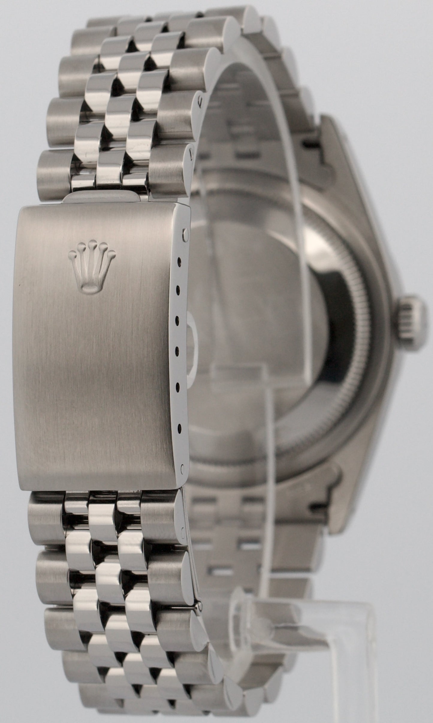 1990 PAPERS Rolex DateJust BLUE 36mm Stainless Engine-Turned JUBILEE 16220 BOX