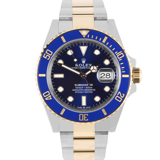 Rolex Submariner Date 41mm Two-Tone 18K Yellow Gold Steel BLUE 126613 LB Watch