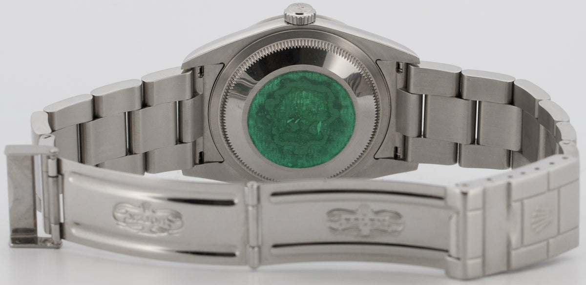 Unpolished 2002 Rolex Explorer 114270 Black 36mm 3-6-9 Oyster Steel Box Papers