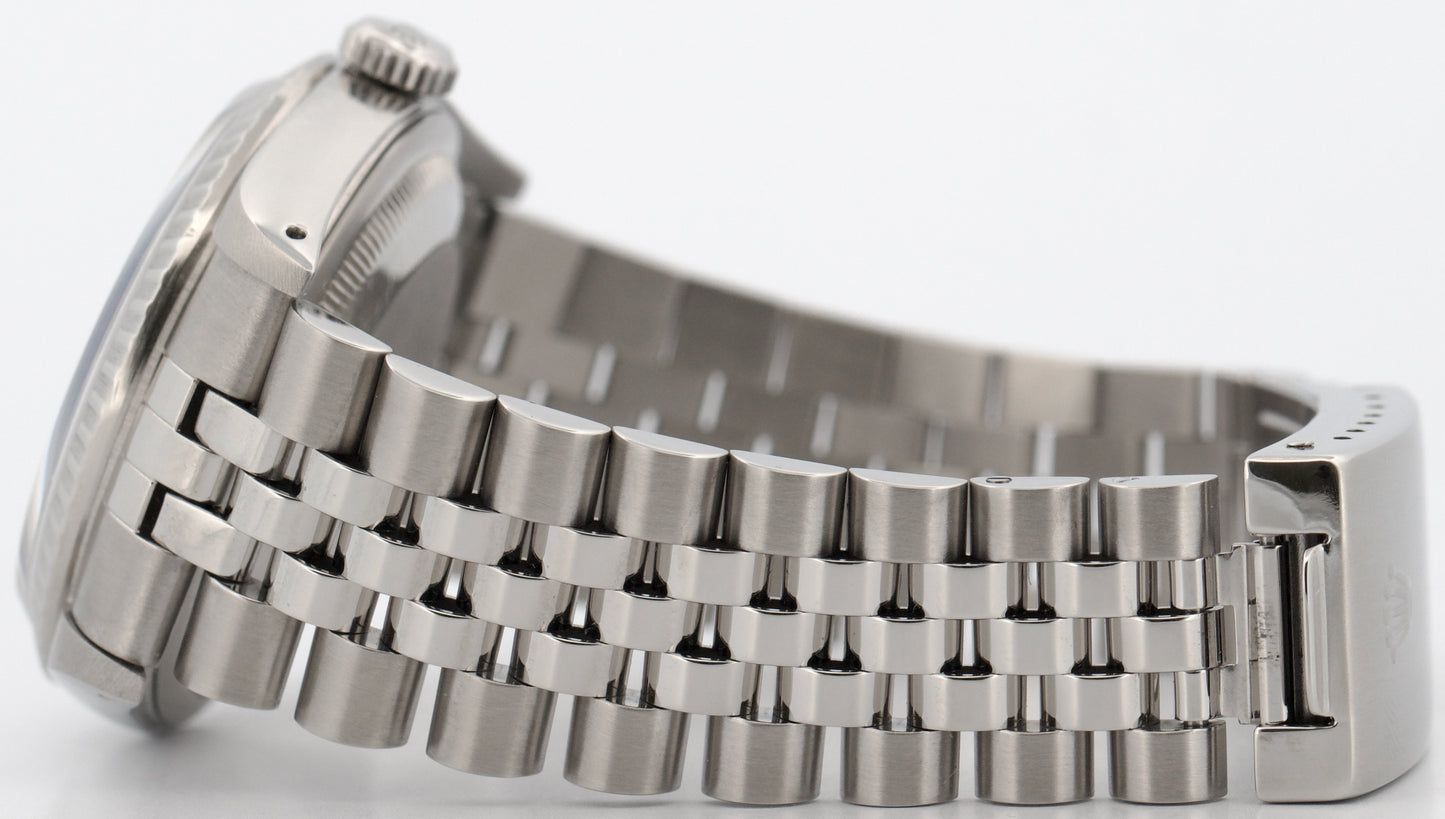 1990 PAPERS Rolex DateJust BLUE 36mm Stainless Engine-Turned JUBILEE 16220 BOX