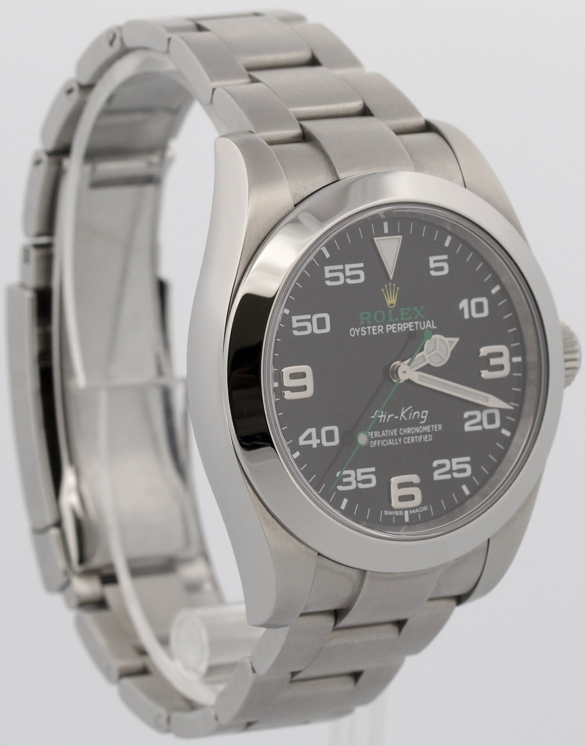 2019 Rolex Air-King 116900 40mm Black Green Stainless Steel Automatic Box Papers