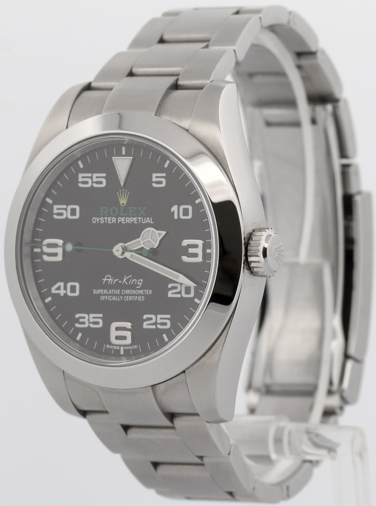 2019 Rolex Air-King 116900 40mm Black Green Stainless Steel Automatic Box Papers