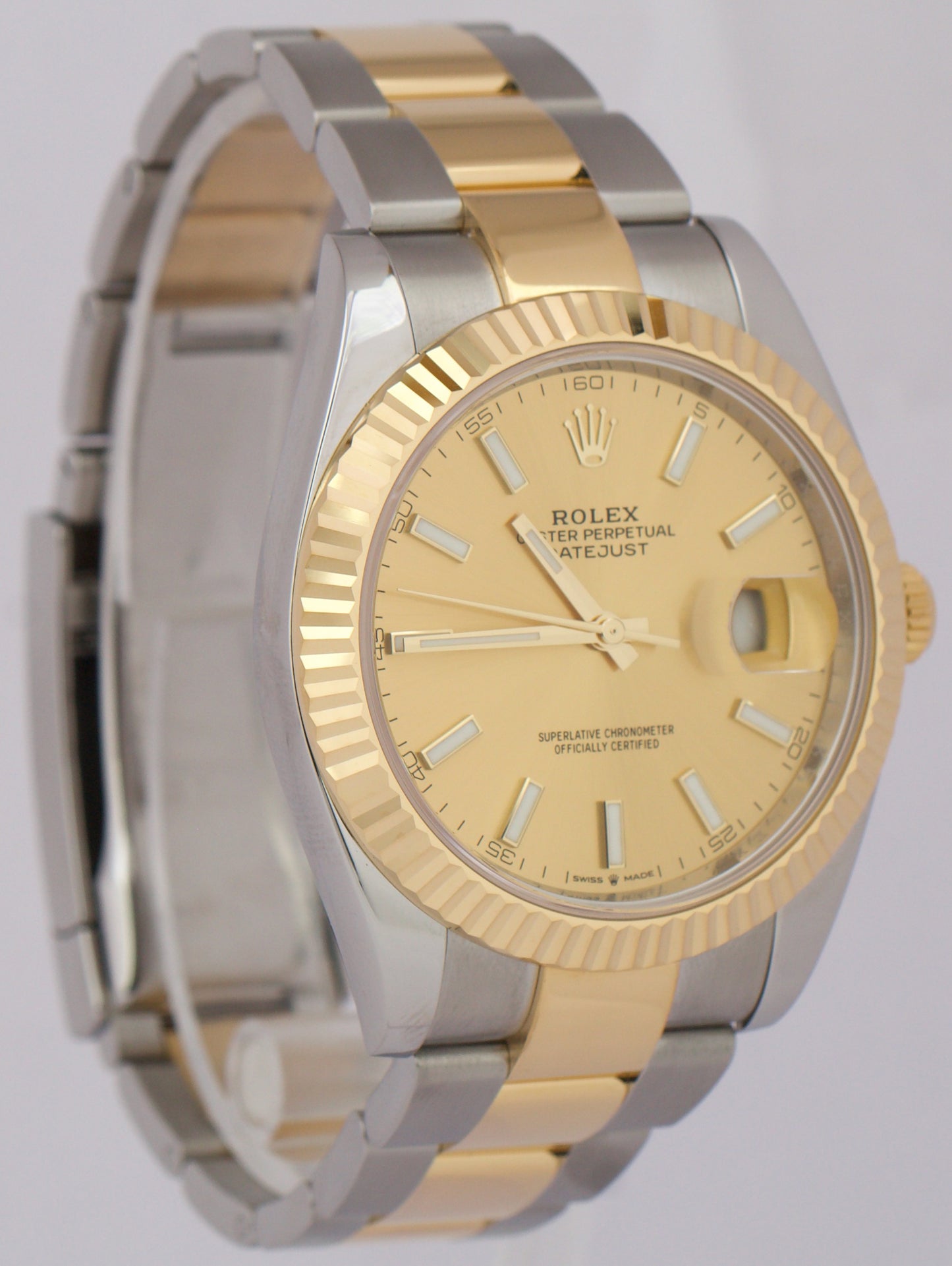 MINT Rolex DateJust 41 CHAMPAGNE 18K Yellow Gold Steel Oyster 41mm 126333 Watch