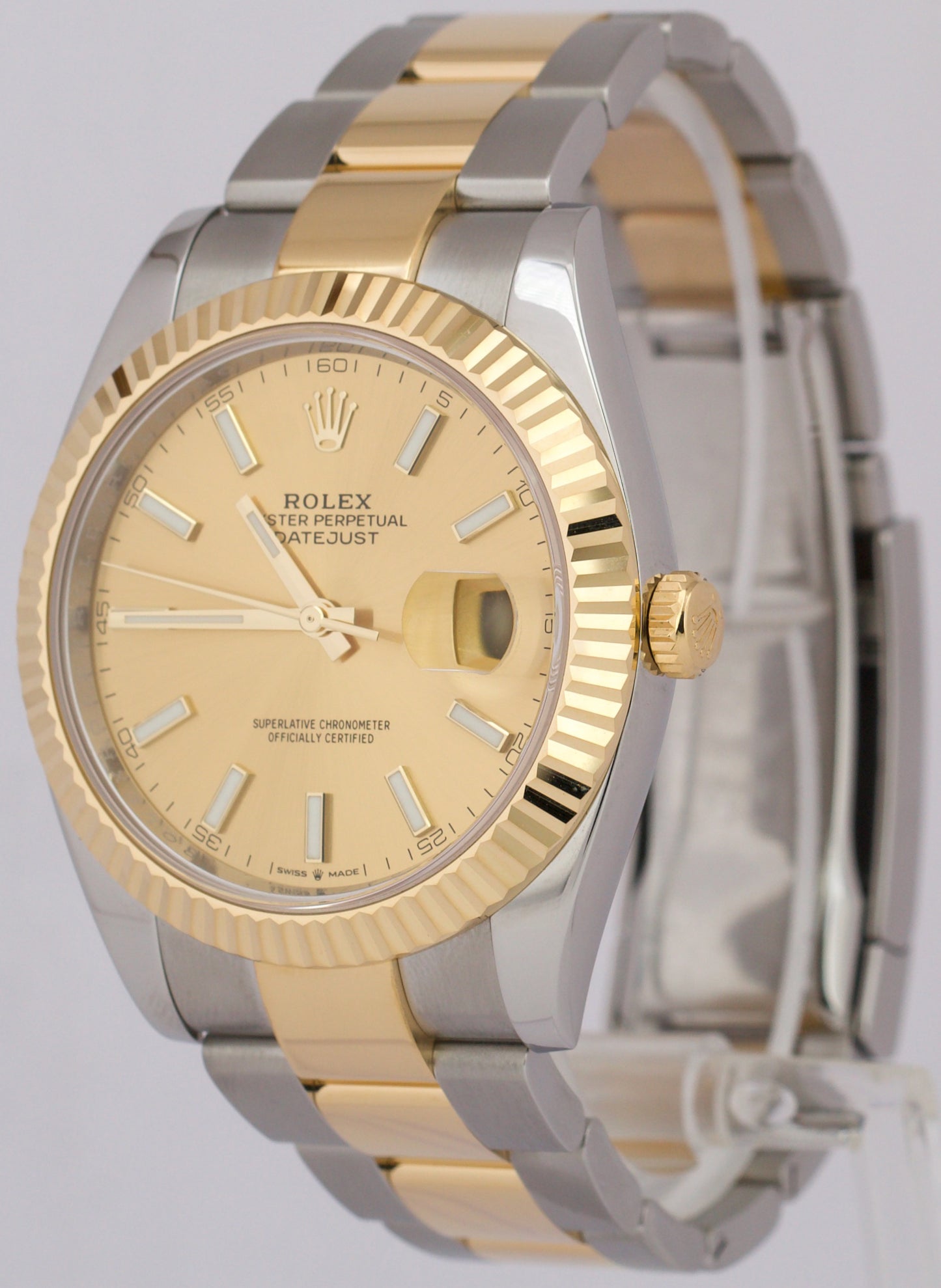 MINT Rolex DateJust 41 CHAMPAGNE 18K Yellow Gold Steel Oyster 41mm 126333 Watch