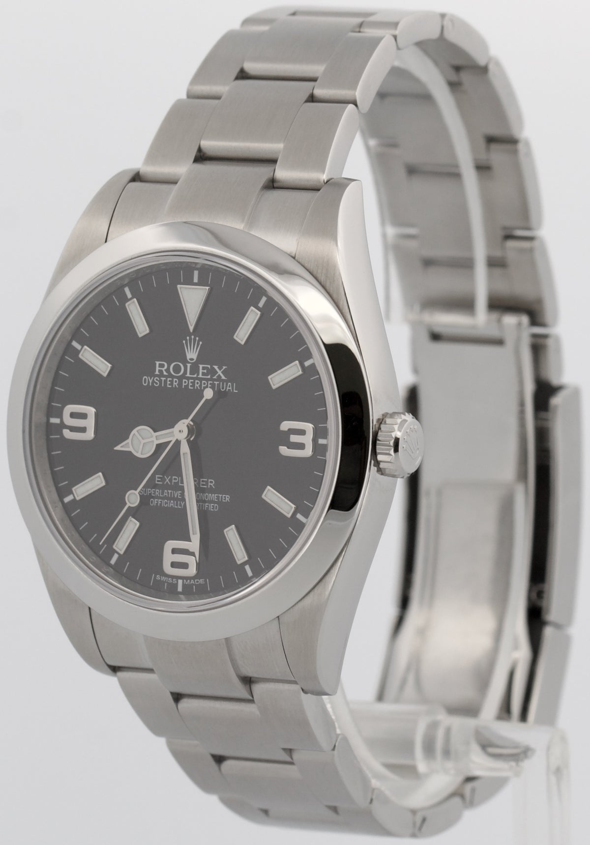 2010 Rolex Explorer 214270 Black Stainless Steel MK1 39mm Oyster Box Papers